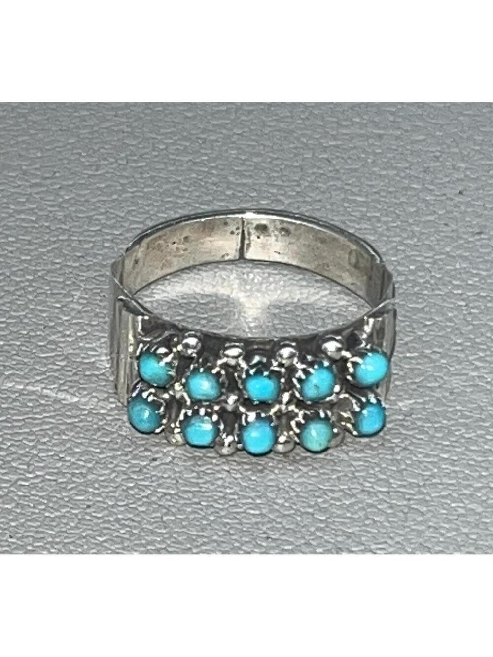 Native American Zuni handmade sterling silver snake eye ring turquoise size 7